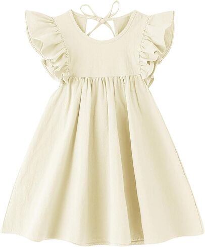 Girls Summer Dress Toddler Ruffle Sleeve Dresses in Saudi Arabia