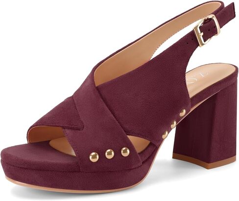 Z.Oufeier النساء Slingback منصة صندل بتصميم روماني مرصع بكعب عالٍ مكتنز مفتوح اللمحة تو الكاحل حزام الجلد المدبوغ فستان صيفي الأحذية in Kuwait