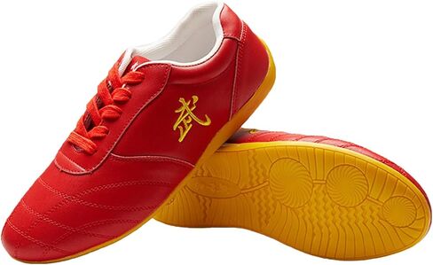 UCUZMI Ladies Leather Martial Arts Shoes, Fashion Tai-Chi Kung Fu Sneakers Anti-Slip Walking Sport Fitness Shoes with Chinese Character in Kuwait