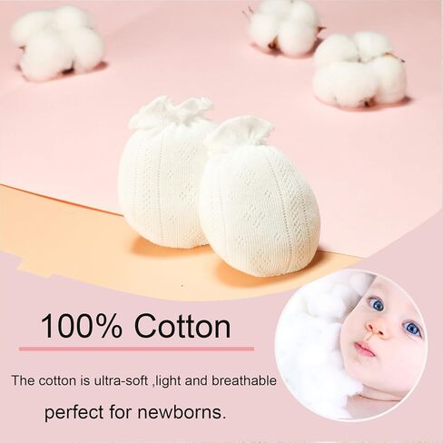 MOMSMENU Newborn Mittens No Scratch 100% Cotton 5 Packs Anti-Scratch Soft Breathable 0-6months Stays On in Saudi Arabia