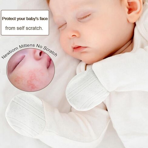 MOMSMENU Newborn Mittens No Scratch 100% Cotton 5 Packs Anti-Scratch Soft Breathable 0-6months Stays On in Saudi Arabia