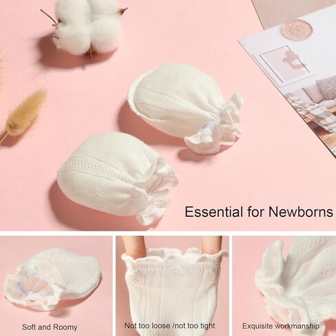 MOMSMENU Newborn Mittens No Scratch 100% Cotton 5 Packs Anti-Scratch Soft Breathable 0-6months Stays On in Saudi Arabia