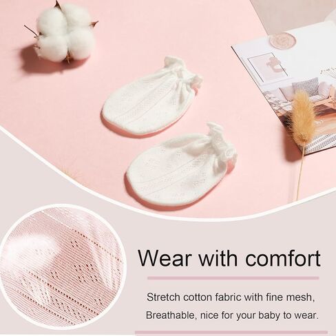 MOMSMENU Newborn Mittens No Scratch 100% Cotton 5 Packs Anti-Scratch Soft Breathable 0-6months Stays On in Saudi Arabia