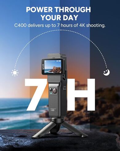 كاميرا SJCAM C400 4K 64 جيجابايت على YouTube Creator، مقبض بطارية 7H، كاميرا سفر 3 في 1 محمولة يمكن ارتداؤها مع شاشة لمس 2.29 بوصة، تثبيت 6 محاور، كاميرا مقاومة للماء 30 مترًا لحمل المحتوى in Kuwait