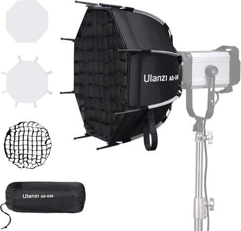 ULANZI RGB Video Light - 120W COB LED Video Light Photography إضاءة الإخراج المستمر مع محول والتحكم في التطبيق و ULANZI 18 بوصة / 45 سم مجموعة Softbox مكافئة سريعة التحرير in Kuwait
