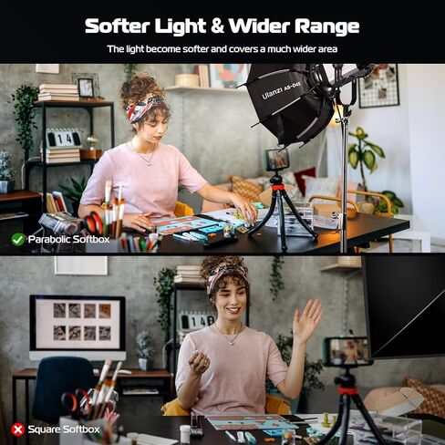 ULANZI RGB Video Light - 120W COB LED Video Light Photography إضاءة الإخراج المستمر مع محول والتحكم في التطبيق و ULANZI 18 بوصة / 45 سم مجموعة Softbox مكافئة سريعة التحرير in Kuwait
