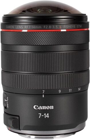 كاميرات Canon RF 7-14 مم f/2.8-3.5 L Fisheye STM ذات زاوية واسعة للغاية وكاميرات بدون مرآة بإطار كامل (7343C002) + حقيبة ظهر + برنامج صور + مجموعة تنظيف + المزيد (حزمة من 10 قطع) in Kuwait