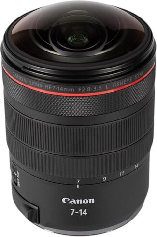 كاميرات Canon RF 7-14 مم f/2.8-3.5 L Fisheye STM ذات زاوية واسعة للغاية وكاميرات بدون مرآة بإطار كامل (7343C002) + حقيبة ظهر + برنامج صور + مجموعة تنظيف + المزيد (حزمة من 10 قطع) in Kuwait