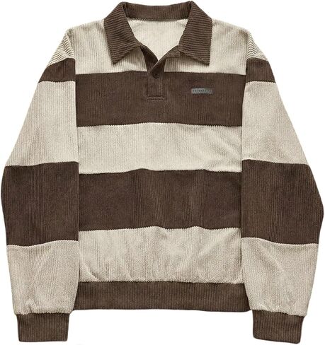 SweatyRocks Men's Long Sleeve Color Block Oversized Sweatshirt Knit Collared Pullover Shirt Top Fall Outfits in Saudi Arabia