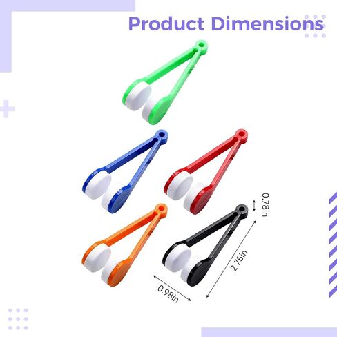10 Pcs Eyeglass Cleaning Brushes, Multicolor Microfiber Glasses Cleaner with Clip, 2.8 X 0.8 X 1 in, Abs Handle for Lenses, Oils and Smudges Removal in Kuwait
