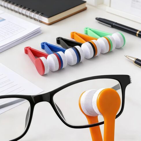10 Pcs Eyeglass Cleaning Brushes, Multicolor Microfiber Glasses Cleaner with Clip, 2.8 X 0.8 X 1 in, Abs Handle for Lenses, Oils and Smudges Removal in Kuwait