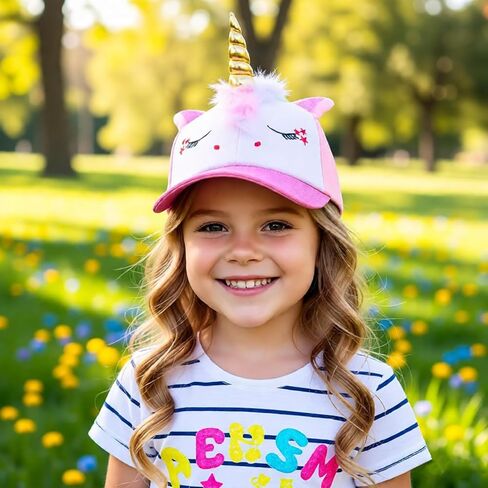 D.O.T Girls Unicorn Baseball Cap Kids Cute Adjustable Snapback Summer Sport Trucket Hat for Ages 2-15Years in Saudi Arabia