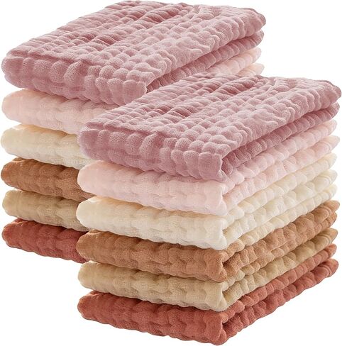 Lovely Care Super Absorbent 10 Pack Burp Cloths - Coral Fleece Gentle on Sensitive Skin for Face and Body, Plush - Milk Spit Up Rags - Burpy Cloth for Baby Boys and Girls - Unisex 17 x 10 Inch in Saudi Arabia