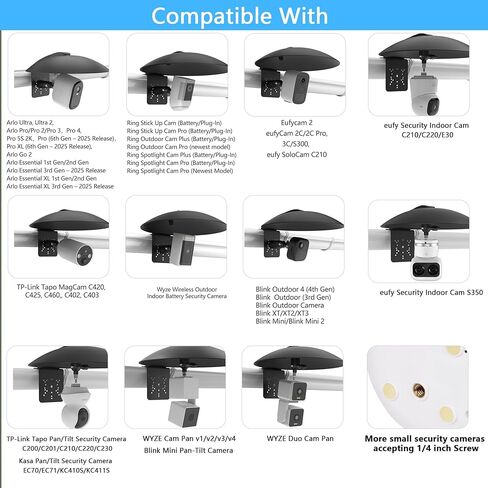 2 in 1 Security Camera Sun Rain Cover with Adjustable Mount, Compatible with Ring Spotlight Cam, Blink, Arlo, Wyze, Eufy, Google Nest, Black in Kuwait