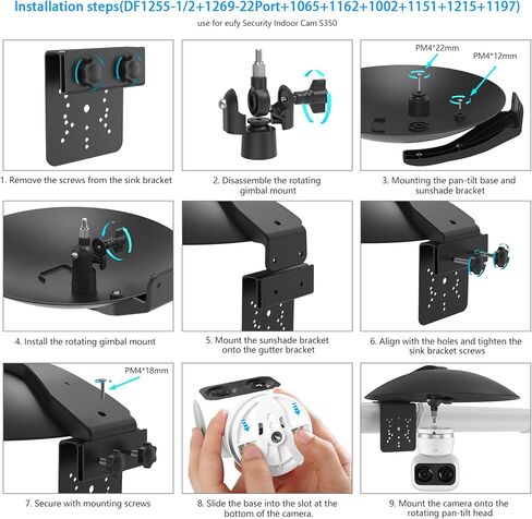 2 in 1 Security Camera Sun Rain Cover with Adjustable Mount, Compatible with Ring Spotlight Cam, Blink, Arlo, Wyze, Eufy, Google Nest, Black in Kuwait
