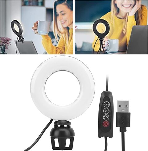 YT - ضوء ملء LED دائري 48 4 بوصة، ضوء ملء LED محمول للاجتماع عبر الإنترنت وتصوير مدونة فيديو، درجة حرارة لون قابلة للتعديل 3200-6500 كلفن مع مشبك قوي للكمبيوتر in Kuwait