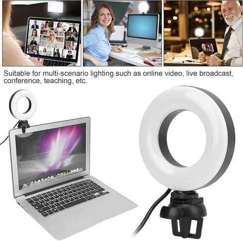 YT - ضوء ملء LED دائري 48 4 بوصة، ضوء ملء LED محمول للاجتماع عبر الإنترنت وتصوير مدونة فيديو، درجة حرارة لون قابلة للتعديل 3200-6500 كلفن مع مشبك قوي للكمبيوتر in Kuwait