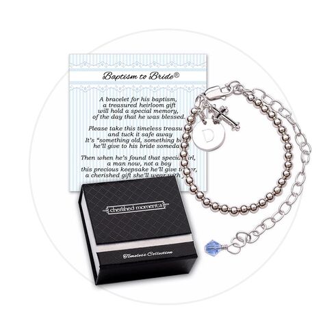 Cherished Moments Baptism to Bride Cross Bracelet Gift for Girls in 925 Sterling Silver and Cultured Pearl in Saudi Arabia