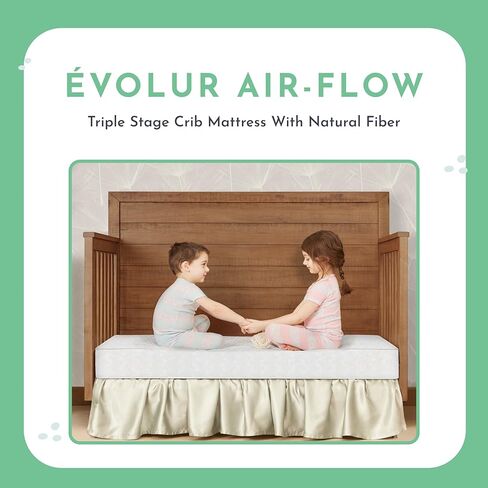 Evolur Sleep Triple Stage Crib Mattress Air Flow with Natural Fiber, Greenguard Gold Certified in Saudi Arabia