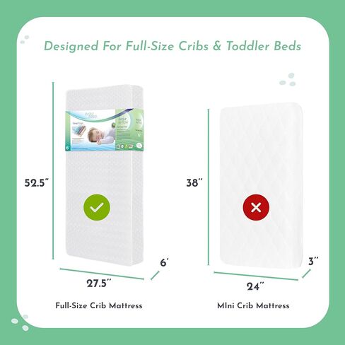 Evolur Sleep Triple Stage Crib Mattress Air Flow with Natural Fiber, Greenguard Gold Certified in Saudi Arabia