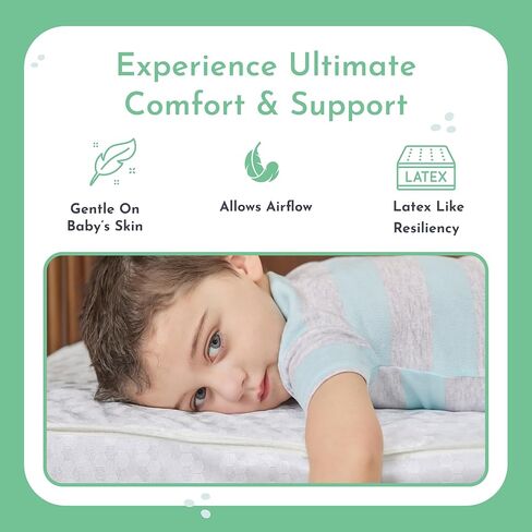 Evolur Sleep Triple Stage Crib Mattress Air Flow with Natural Fiber, Greenguard Gold Certified in Saudi Arabia