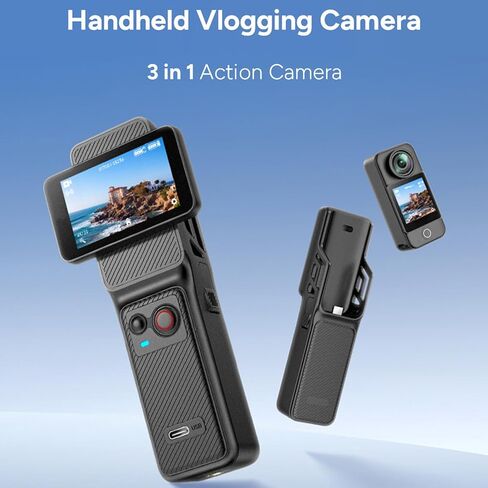 4K Action Camera, Dual Screen Sport Camera, 6-Axis Stabilization, 30m Water Proof, Facial Tracking Selfie, 8X Zoom, 437min, for Diving Vlog in Kuwait