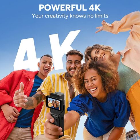 4K Action Camera, Dual Screen Sport Camera, 6-Axis Stabilization, 30m Water Proof, Facial Tracking Selfie, 8X Zoom, 437min, for Diving Vlog in Kuwait