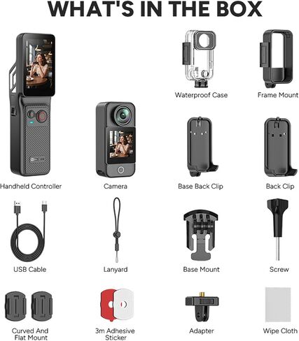 4K Action Camera, Dual Screen Sport Camera, 6-Axis Stabilization, 30m Water Proof, Facial Tracking Selfie, 8X Zoom, 437min, for Diving Vlog in Kuwait