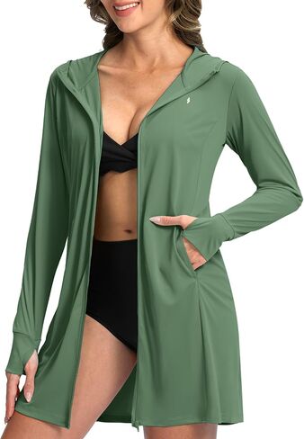 Soothfeel Women's UPF 50+ Swim Cover Up Sun Protection Hoodie SPF Lightweight Jacket Long Sleeve Beach Cover Ups for Women in Saudi Arabia