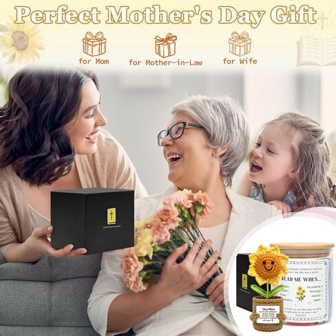 Bible Verse Jar, Mothers Day Gifts for Mom, Graduation Gifts for Her, Read Me When Bible Verses Jar with Positive Crochet Sunflower Plant, Christian Gift for Mom, Teacher, Friend, Teens in Saudi Arabia