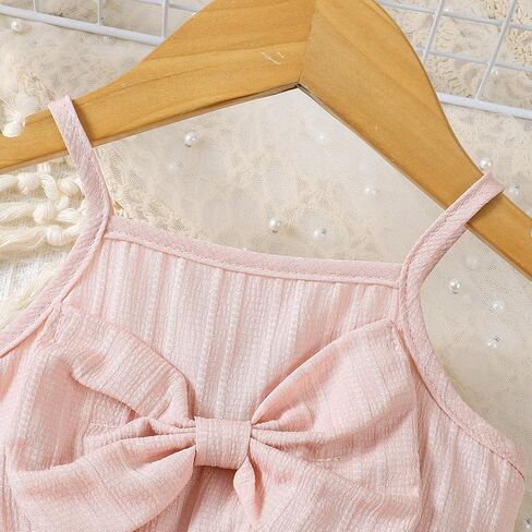 Baby Girl Summer Outfit Pink Cami Top Denim Shorts Set Bow Print Jeans 2Pcs Infant Clothes in Saudi Arabia