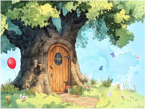 7x5FT Cartoon Hunny Forest Backdrop, Spring Tree Honey Polyester Photography Background for Parties, Birthday Photo Booth Prop Decorations in Kuwait
