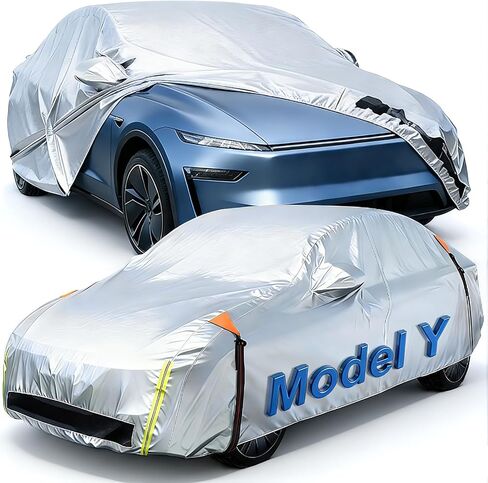 Car Cover for Tesla Model Y (2020-2026) 100% Waterproof All Weather & UPF50+，Custom Fit Car Cover Outdoor with Charging Port & Door Zipper&Ventilated Mesh，Provide Snow/Rain/Dust/UV Protection in Saudi Arabia