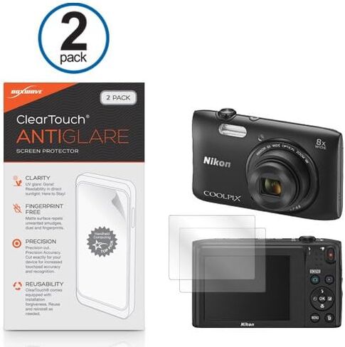 واقي شاشة BoxWave متوافق مع كاميرا Nikon Coolpix S3600 - ClearTouch مضاد للتوهج (عبوتان)، غلاف غشاء غير لامع مضاد لبصمات الأصابع in Kuwait