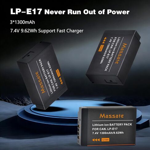 3 عبوات بطاريات LP-E17 وشاحن سريع LED PD20W - طاقة كاملة 2.5 ساعة، LP E17 لكاميرات Canon EOS RP R8 R10 R50 R100 Rebel T8i T7i T6i T6s, SL2 SL3, EOS M3 M5 M6 M6II 77D 200D 250D 750D 760D 800D 850 د 8000 د in Kuwait