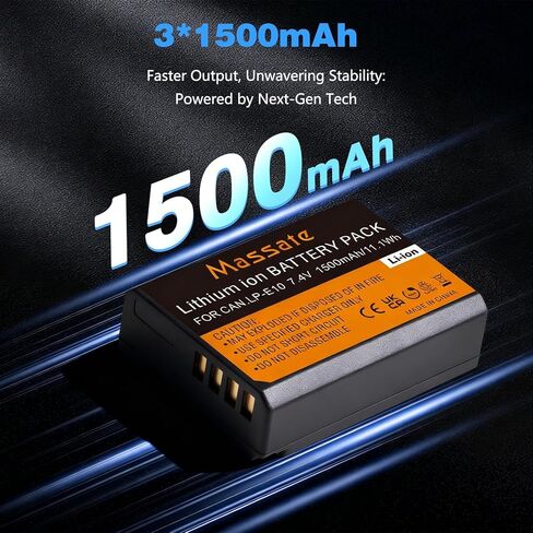 3 قطع بطارية LP-E10 بقدرة 1500 مللي أمبير في الساعة وشاحن سريع LED PD20W - طاقة كاملة 2.5 ساعة، بطارية LP E10 لكاميرات Canon EOS Rebel T3 T5 T6 T7 T100، Kiss X50 X70 X80 X90، EOS 1100D 1200D 1300D 1500D 2000D 3000D 4000 د in Kuwait