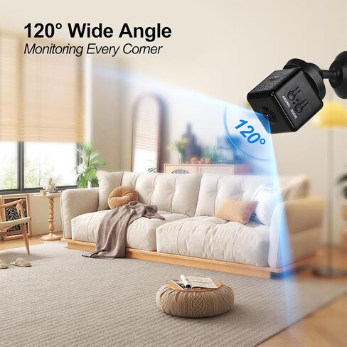 كاميرا مراقبة مكعبة ULar Mini 1080P للحيوانات الأليفة الآمنة في الأماكن المغلقة، التحكم عن بعد في التطبيق، زاوية 120 درجة ورؤية ليلية، تنبيهات كشف الحركة لالتقاط الصور (بدون صوت) قطعة واحدة in Kuwait