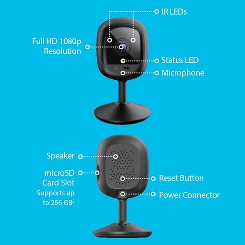 كاميرا D-Link Pro Series Full HD Wi-Fi مع 1080 بكسل، كشف الصوت والحركة، صوت ثنائي الاتجاه، تسجيل سحابي ومحلي، رؤية ليلية (DCS-6100LHV2/RE) (متجدد) in Kuwait