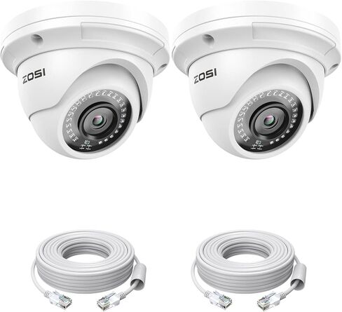 ZOSI 4 Pack 5MP Add-on PoE Security Cameras with Etherent Cables, Outdoor Indoor Home Dome Camera with Night Vision, IP66 Weatherproof, Only Compatible 4K/5MP NVR(Model:ZR08HN,ZR16HK,ZR16HB) in Kuwait