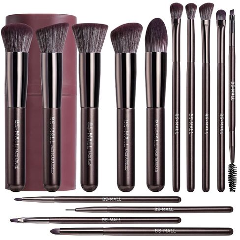 Makeup Brushes BS-MALL Premium Synthetic Foundation Powder Concealers Eye Shadows Makeup 14 Pcs Brush Set, Rose Golden, with Case in Kuwait