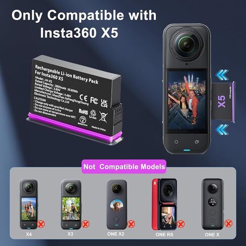 بطارية 2800 مللي أمبير في الساعة 360 × 5 متوافقة مع كاميرا Insta360 X5 in Kuwait