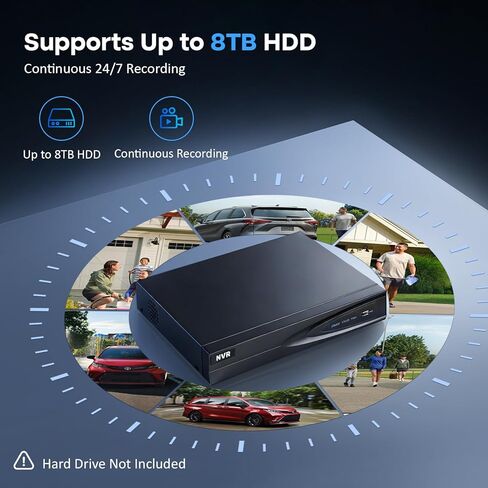 مسجل PoE NVR ذو 8 قنوات مع مفتاح PoE مدمج، مخرج HDMI 4K، يدعم كاميرات IP بدقة 8 ميجابكسل، متوافق مع ONVIF، نظام أمان سلكي (رؤية الحراسة) in Kuwait