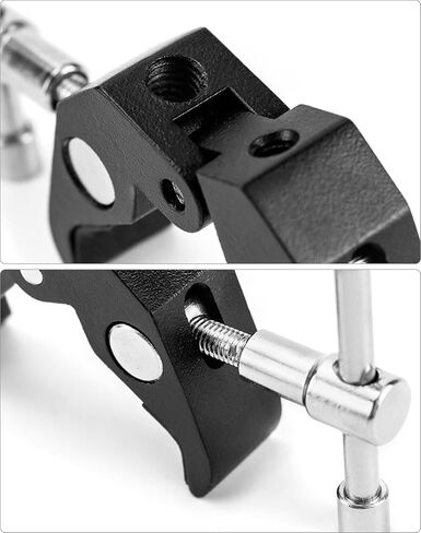 QWORK Super Clamp للتصوير الفوتوغرافي، 4 عبوات، مشبك خيط 1/4 بوصة و3/8 بوصة لشاشة الكاميرا، حامل الضوء، القضبان، مصابيح LED in Kuwait
