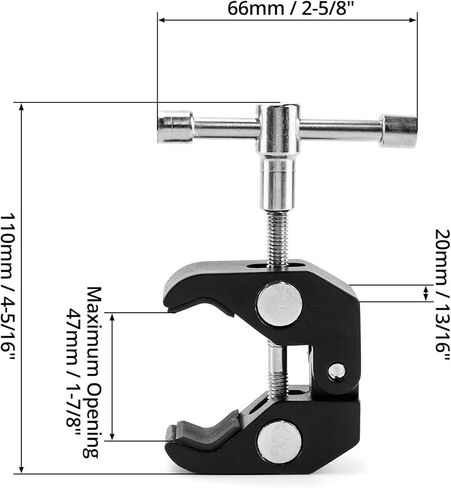 QWORK Super Clamp للتصوير الفوتوغرافي، 4 عبوات، مشبك خيط 1/4 بوصة و3/8 بوصة لشاشة الكاميرا، حامل الضوء، القضبان، مصابيح LED in Kuwait