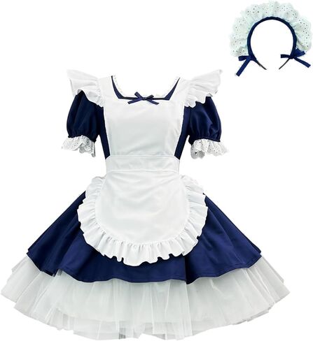 Colorful House Women's Anime Cosplay French Apron Maid Fancy Dress Costume in Saudi Arabia