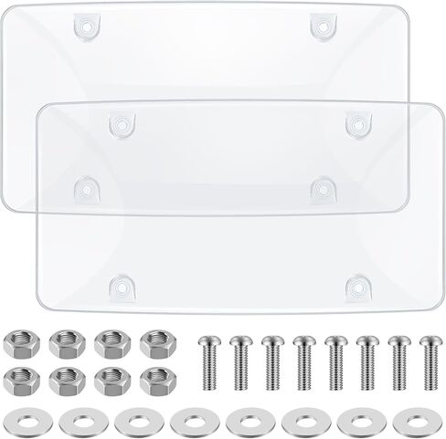 2 Pack Clear License Plate Covers Unbreakable License Plate Protector Clear Flat License Plate Protector License Plate Cover Frame Shields with Screws in Saudi Arabia