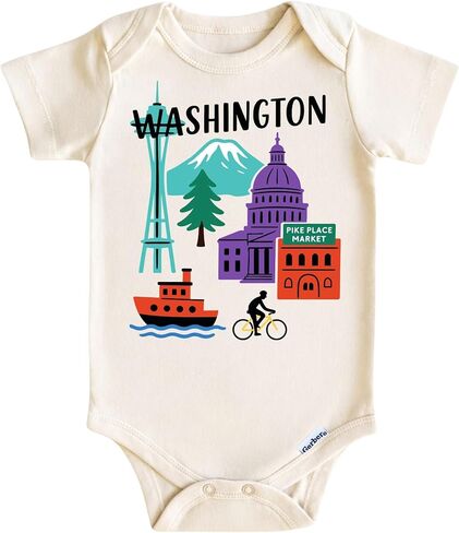 Washington Baby Onesie، Bodysuit - هدايا سياتل للمسافات الطويلة للأولاد والبنات حديثي الولادة in Kuwait