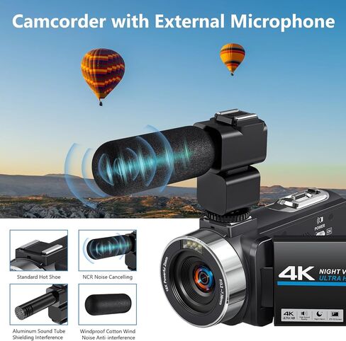 كاميرا فيديو كاميرا HD 4K 80MP 18X كاميرا فيديو تكبير رقمي 3.0 بوصة IPS شاشة IR للرؤية الليلية كاميرا تسجيل فيديو لليوتيوب مع جهاز تحكم عن بعد، بطاقة SD سعة 32 جيجابايت، بطاريتان in Kuwait