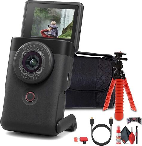 Canon PowerShot V10 Content Creator Compact Vlogging Camera Bundle (Black) (5947C002) + 64GB Memory Card + Camera Bag + More in Kuwait