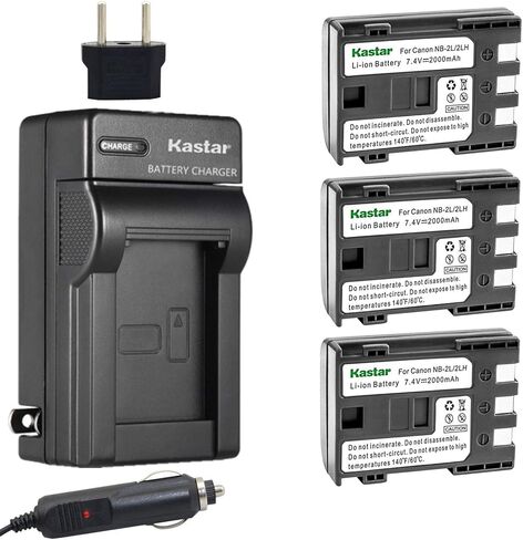 بطارية Kastar NB-2L (3 عبوات) ومجموعة شاحن لكاميرات NB-2L NB-2LH NB-2L12 NB-2L14 BP-2L24 BP-2L5 BP-2LH وEOS الرقمية Rebel XT Xti in Kuwait